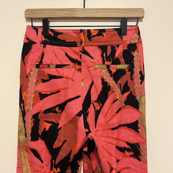J. Crew High-Waisted Kickout Crop Pant Trousers in Palm-Print Grasscloth 00 - Picture 4 of 10